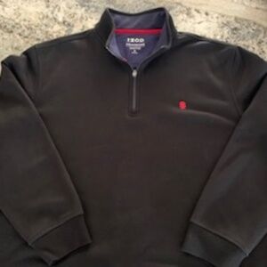 IZOD Men's Black Advantage Performance Quarter Zip Fleece Pullover Sweatshirt
